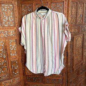 pink orange lavender super soft button up shirt by time and tru